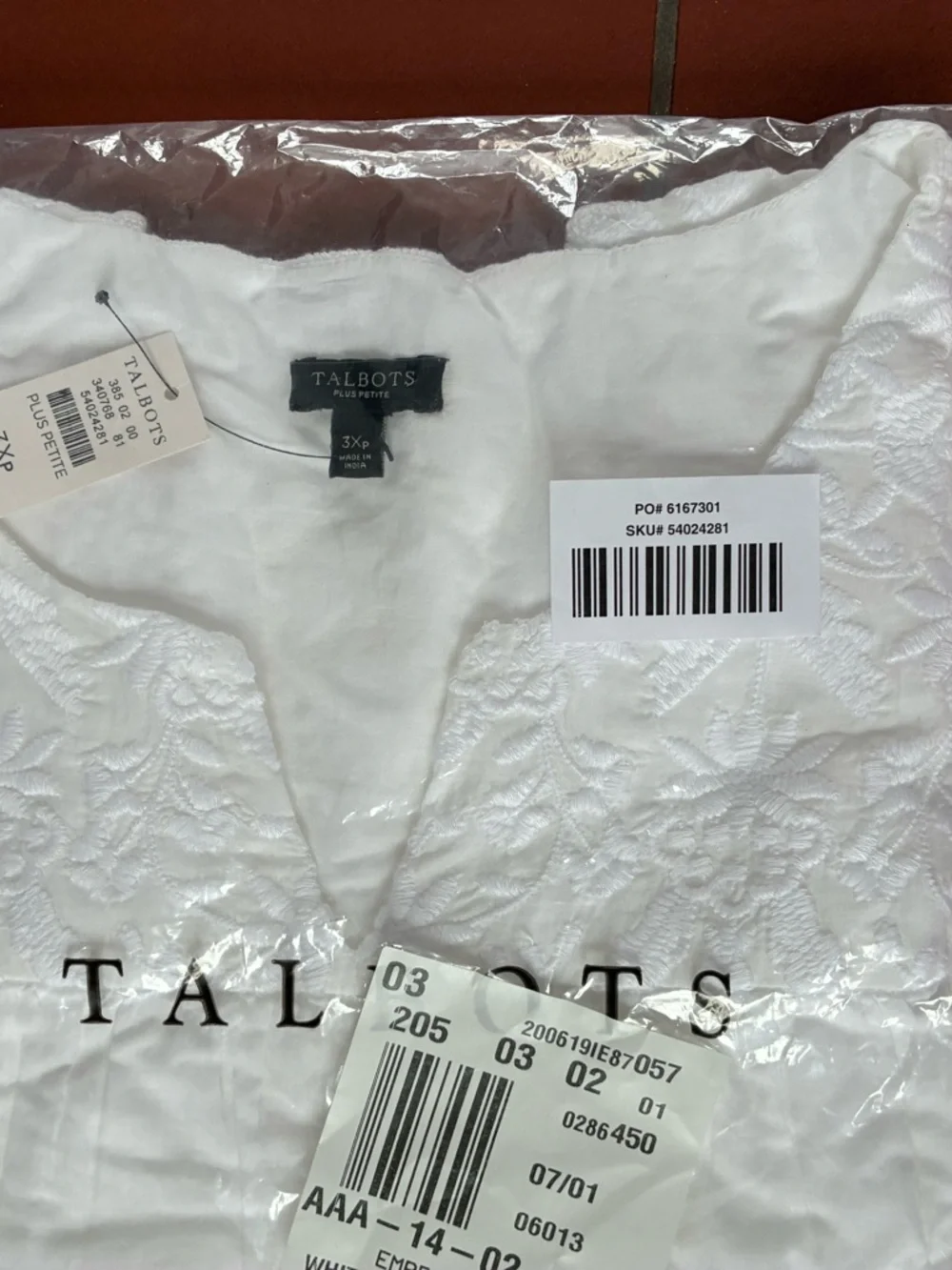 Lot of 2 NWT Talbots Shell Tunics with White Floral Embroidery Red and White 3XP - Picture 10 of 16